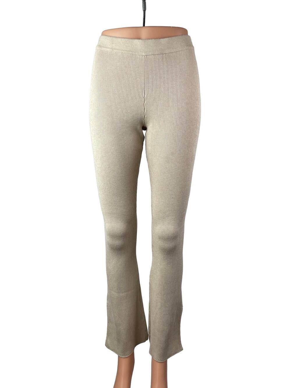 Pink Rose Women's Beige Skinny Flared Yoga Athletic Activewear Trousers Pants S